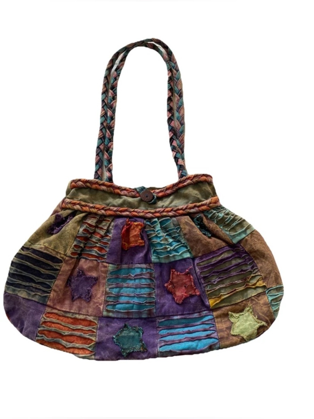 Kathmandu Multicolor Patchwork Suede Shoulder Bag